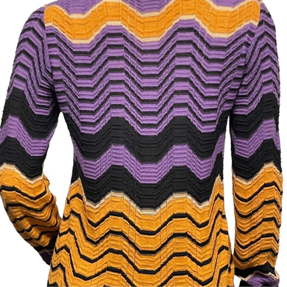 M MISSONI Italy Classic Knit Cardigan Sweater Chevron Zigzag Lightweight 44 M - Picture 4 of 13